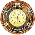Solid Brass Nautical Porthole Time's Wall Clock On Exclusive Selected Rosewood Base | Premier Elite Wall Decor Gifts & Accessories | Nagina International (20 Inches)