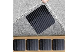 WELSTIK Rug Grip Tape, Non Slip Washable Rug Tape Grip Carpet, New Materials to Non Slip Rug Pads,Keep Your Rug in Place & Make Corner Flat, 4 PACK Black