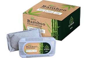 STIMIO Lot de 4 désodorisants naturels pour réfrigérateur - Neutraliseurs d'odeurs avec charbon actif contre l'humidité, filtre anti-odeurs, désodorisant réutilisable en cas d'odeur