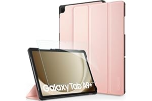 CACOE Coque Compatible avec Samsung Galaxy Tab A9+ / A9 Plus 11 2023, Fin Étui avec Verre Trempé avec Fonction Support pour SM-X210/ X215/ X216 2023, Rose