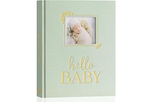 Lanpn Livre de Naissance Bébé, Album Cadeau Naissance Bébé Fille Garçon, 154 Pages Baby Memory Book, Livre Photo Souvenirs Bebe pour Coller des Photos et Nouveaux-nés avec fenêtre DIY, Vert, Anglais