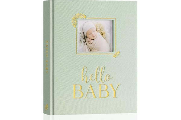 Lanpn Livre de Naissance Bébé, Album Cadeau Naissance Bébé Fille Garçon, 154 Pages Baby Memory Book, Livre Photo Souvenirs Bebe pour Coller des Photos et Nouveaux-nés avec fenêtre DIY, Vert, Anglais