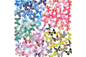 MAIXINNEW 100 szt. małych dekoracyjnych motyli na ścianę, motyl 3D do rękodzieła, naklejki ścienne, motyle, kolorowe do pokoju i na imprezę