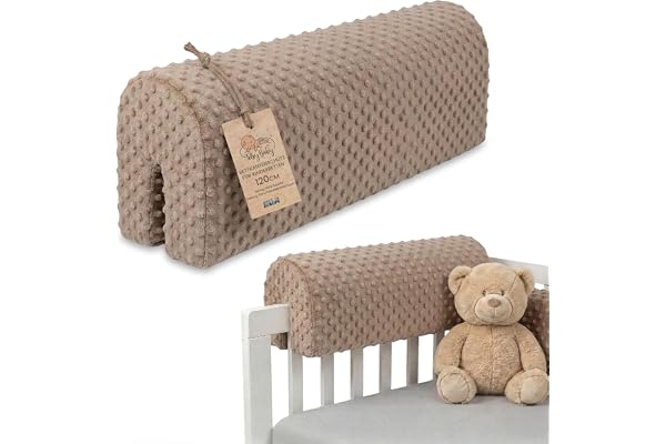 Totsy Baby Tour de lit bébé Respirant 120 cm - Contour de Lits pour Tout-Petits Protege Enfant barreaux ou Barriere Bebe Tours Mousse Berceau Protection Minky Beige