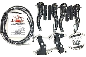 eRadius BMX Mountain Bike V-Brake Set | Alloy Levers | Brake Cables (Front & Rear) | Full Caliper Set