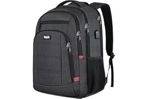 SKAYPIBS Rucksack Herren Damen, Schulrucksack Jungen Teenager, 15,6 Zoll Laptoptasche für Arbeit Schule Uni mit USB Ladeanschluss Anti Diebstahl Business Reisen für Notebook Wasserabweisend, Schwarz