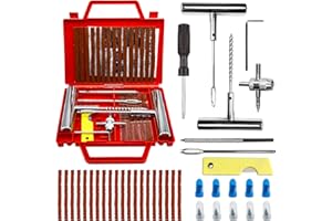 CREACLOUD 38PCS Kit Repara Pinchazos para Coche y Moto, kit antipinchazos neumático, Mechas y Clavos de gomas, Compacto para Maletero, Solución emergencia, Fácil Uso sin Experiencia