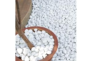 STRATA STONES Strata White Pebbles Decorative Stones for Garden Angel White Gravel Natural Stones for Aquarium, Flowerpot, Vase Fillers White Tumbled Pebbles Smooth Gravel Bags - Size 25-50mm, 5KG