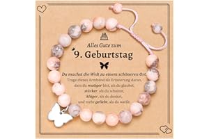 Aunis 7./8./9./10./11./16. Geburtstagsgeschenke für Mädchen, Schmetterlings-Natursteinarmbänder mit Zitatkarte
