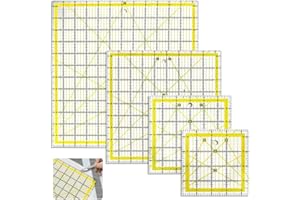 LPAMABA 4 Pz Righelli per Sartoria,Righelli Quadrati per Trapuntatura,Righello per Quilting in Acrilico Trasparente,Righello da Cucito per Trapunte per Taglio Preciso (31,7 cm/24cm/15,2cm/11,4cm)