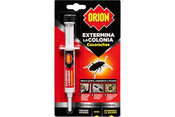 Orion - Jeringa Mata Cucarachas Gel - Eficacia profesional - 10 g | Las saca de su escondite y elimina la colonia, potente atrayente alimentario, ideal para rincones y grietas.