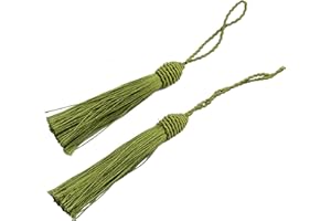 MAKHRY 20pcs 15.5cm/6 Inches Silky Floss bookmark Tassels with 2-Inch Cord Loop and Small Chinese Knot for Jewelry Making, Souvenir, Bookmarks, DIY Craft Accessory(Army Green)
