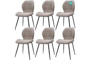 JIJIAN Dining Chairs set of 6, Kitchen Chair, Upholstered Chairs, Ergonomically Designed Linen Chair for Dining Room, Kitchen, Living Room, Reception, Brown