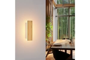 AOLED LED Wandlampe Innen Bambus Holz Wandleuchte 3000K Flurlampe Schlafzimmerlampe, Wohnzimmerlampe 7W 20CM Wandbeleuchtung für Balkon Treppenhaus Wohnzimmer Kinderzimmer Schlafzimmer