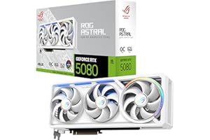 ASUS ROG Astral GeForce RTX 5080 White OC Edition, Tarjeta gráfica Gaming, PCIe 5.0, 16GB GDDR7, HDMI/DP 2.1, 3.8 Ranuras, 4 Ventiladores Axial-Tech, Almohadilla térmica de Cambio de Fase