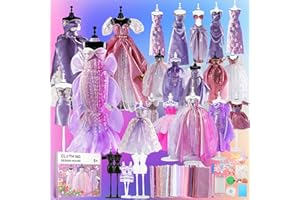 YOCOLE 1500+ Fashion Design Kit, Création de Mode Couture Enfants avec 6 Mannequins, Loisirs Créatifs Activites Manuelles avec Carnet de Croquis, Cadeau D'anniversaire Fille 6 7 8 9 10 11 12 Ans