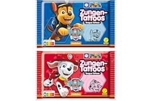 Küchle Knabber Esspapier Zungentattoos 2er Set (2x11g) - Vegane Süßigkeit mit PawPatrol Motiven, zufällige Auswahl aus 4 Motiven, Rote & Blaue Oblaten mit fruchtigem Süßem Geschmack
