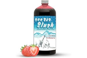 ‎ICE BÄR SLUSH ICE Bär Sirup AZO FREI | 1 Liter Flasche | Konzentrat für Slushy Getränke Maker Eis Slushmaschinen Eismaschinen 1:5 bis 1:20 (Erdbeere)