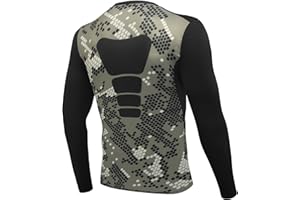 AMZSPORT Męska koszulka kompresyjna z długim rękawem, funkcjonalna koszulka do biegania, koszulka sportowa
