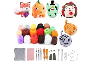 absolove Filzset Nadelfilz Set, 6er WollFilze Starterset für Anfänger,Tiere Kinder Nadelfilzmatte und DIY-Tierherstellung Nadelfilzwerkzeugen mit Filzanleitung,Filzwerkzeugen für Geburtstagsgeschenk