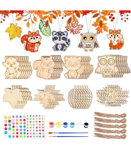 Herbst Bastelset Für Kinder – 57 Teile Mit Fensterbildern, Waldtieren & Blättern, Inkl. Schere & Buntem Papier
