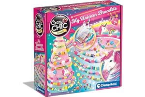 Clementoni Crazy Chic - My Unicorn Bracelets, Giochi Creativi per Bambini 7+ Anni, Kit Braccialetti Fai da Te Bambina, con Charm a Forma di Unicorno e Arcobaleno, Idea Regalo Creativo, 18792