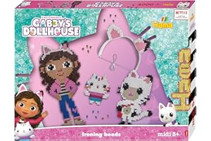 Hama | Gabby΄s Dollhouse Gift Box | 4.000 Beads, 2 Large Square Pegboards, 1 String, Printed Design Sheet, Instructions & Ironing Paper | Mosaic Decoration Arts & Craft for Creative Children Ages 5+