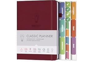 Daily Planner & appointment diary - Gratitude journal, wellness journal & 2024 Undated weekly planners and organisers - Desk journals for women & men - LUX Productivity Classic (CRIMSON RED)