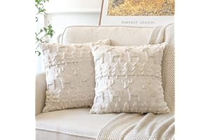 Artscope Set of 2 Xmas Soft Plush Short Wool Velvet Decorative Cushion Covers Square Luxury Style Throw Pillow Covers Pillow Shell for Sofa Bedroom Christmas Tree and Elk Cream Beige, 45x45cm