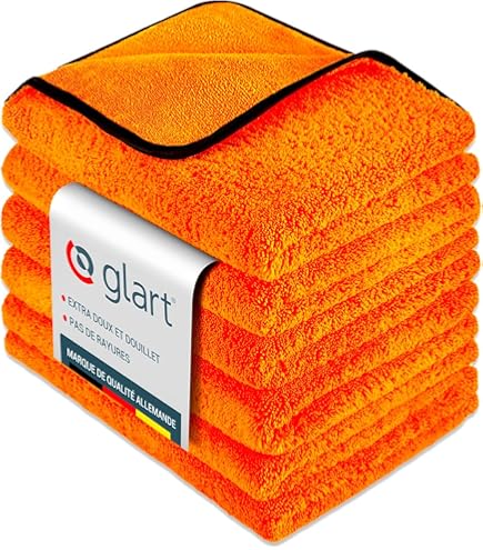 Glart 44WG6 Watergate Pack of 6 Microfibre Cloths Super Absorbent Microfiber Cloth Car Drying Cloth Car Care 60 x 90 cm Orange