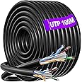 Ethernet Cable 100m, CAT 6 UTP Extra Long Outdoor Bulk Internet Cable Reel Waterproof, 23AWG High Speed LAN Cable, Gigabit Internet Connection - Black Network Cable 100 Meters