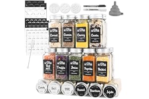 LXUDN Gewürzgläser Eckig mit Streueinsatz 24er Set,Gewürzdosen 120ml Gewürz Organizer - Gewürzstreuer Set - Gewürzbehälter Glas für Gewürzregal mit Bedruckte Etiketten - Gewürzglas Spice Jars