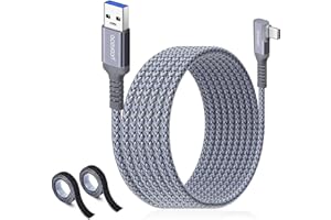 aceyoon 6M/20FT Link Cable, 5Gbps USB3.0 to 90 Degree Type C High Speed Data Transfer & Fast Charging 3A Compatible with Meta Quest 2/3/Pro/Pico 4