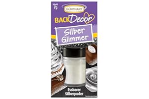 ‎GÜNTHART Günthart BackDecor Silber Puder 7 g Silberstaub mit Glitzereffekt, essbarer glänzender Silber staub Glimmer, 1er Pack (1 x 7 g)