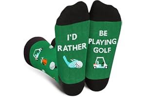 AGRIMONY Funny Golf Socks for Men Teens Boys - I’d Rather Be Novelty Funky Crew Socks - Fun Crazy Cotton Socks Christmas Gifts
