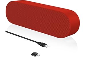 ZETIY PC Lautsprecher, USB Computer Lautsprecher mit USB-Einspeisung, PC Soundbar mit USB C Anschluss, USB Lautsprecher PC für Desktop, Laptop, Notebook, Plug and Play （Rot）