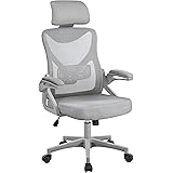 Yaheetech Sedia Ufficio Ergonomica con Braccioli Poggiatesta Regolabile Schinale Alto Reclinabile Poltrona Scrivania Girevole