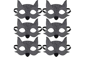 FUIPVGI 6 Pezzi Maschere da Lupo Grigio Maschere Animali Maschere per Animali per Bambini Maschere Feltro Animali Maschere Animali Della Foresta Mascherine Cosplay per Feste per Compleanno