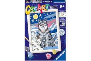 Ravensburger - Creart Serie E Lupi Al Chiaro Di Luna | Kit Pittura Bambini | Dipingere Con I Numeri Include Tutto Il Necessario | Giochi Bambini 7 Anni O Più | Creart 7 Anni