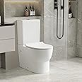 Robanmoa Modern Close Coupled Toilet Back to Wall Bathroom Toilets White Ceramic WC Pan with UF Soft Close Seat Dual Flush Cistern Oval Style Elegant Comfort Elongated Toilet