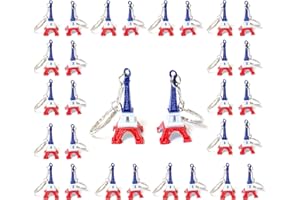 SOPPYCID AKER Lot de 50 porte-clés Tour Eiffel Pairs souvenir couleur drapeau français 4,5 x 2 cm cadeaux