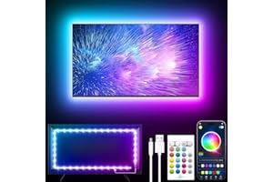 GIPOYENT TV Light Strip, Music Sync LED TV Backlights, for 32-50 Inch TV, LED TV Light with Bluetooth Function - RGB Color Changing Light Strip for Home Theater (9.8ft)