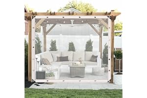 AWSAD Outdoor Curtain Gazebos Balcony Curtains Waterproof Transparent Plastic Tarp With Eyelets for Pergola, Terrace, Side Curtains (Color : Clear, Size : 1.6x2m)