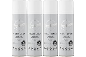 Designer Fragrances 4 Pack Fresh Linen Air Freshener Blast Cans - For Home & Vehicles – Natural Oils, Luxury Lasting Smell, Dry Mist Quick Release Spray – Deodorise & Neutralise Odours – 300ml