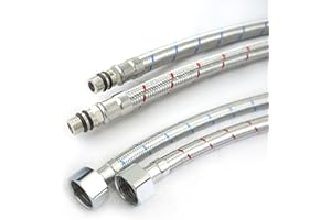 Xcel Home M12 (12mm) X 1/2 BSP (600mm) Flexible Tap Connectors | Pair Braided Hose Pipe | for Kitchen Sink & Bathroom Basin Monobloc Mixer Taps | DIY Replacement Flexible | for Hot & Cold Supply