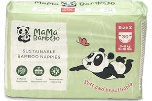 BAMABOO Mama Bamboo Soft Eco Sustainable Nappies, Size 2 (3-8kg) - 120 Nappies (4 Packs of 30)