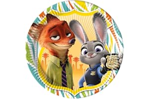 UNIQUE PARTY Platos para fiestas deZootropolis de Disney, 23 cm, pack de 8