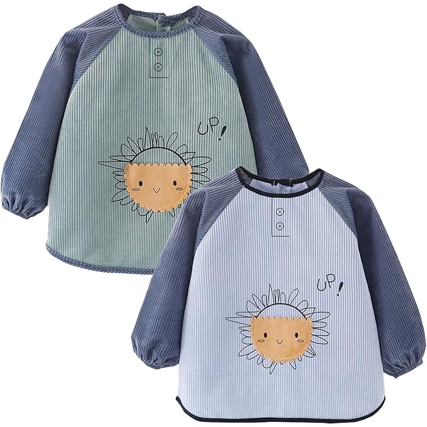 Bavoir Manches Longues IWOBI - Imperméable Enfant 6-36 Mois - Multicolor Animaux