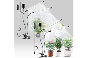 bseah Grow Light Plant Light Indoor Plants, Full Spectrum Clip Plant Growing Lamp, 10-Level Dimmable, Auto On Off Timing 3 9 12Hrs (White 2pack)