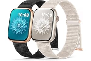 Jiamus 2 Stück Nylon Armband Kompatibel mit Apple Watch Armband 38mm/40mm/41mm/42mm(Series 10),Gewebtes Klettverschluss Sport Loop Armbänder für iWatch SE Ultra Series 10 9 8 7 6 5 4 3 2 1